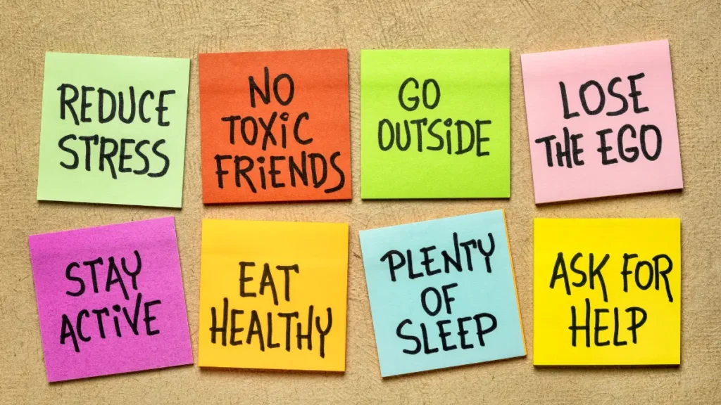Healthy habits sticky notes infographic for breaking bad habits