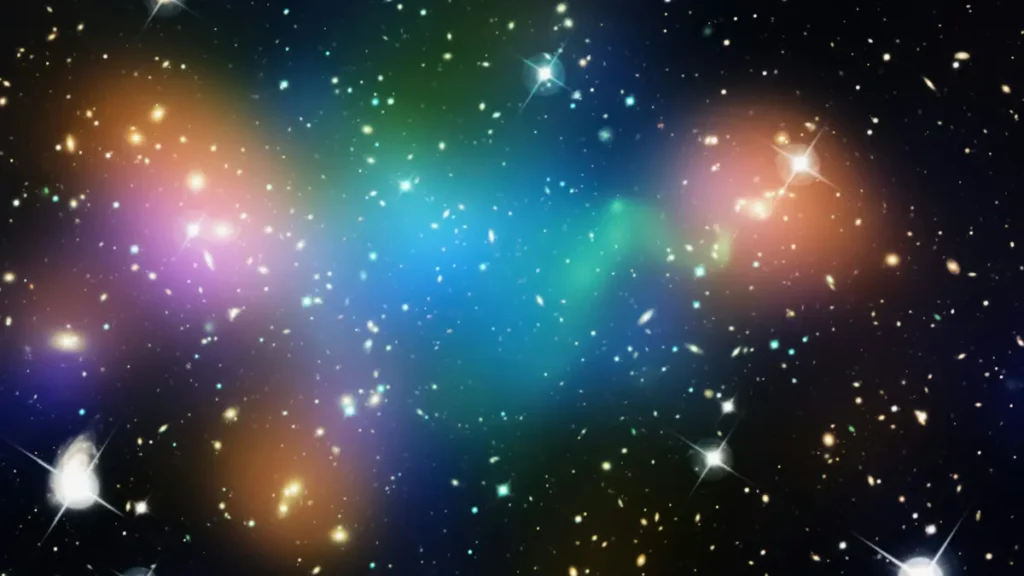 Vibrant galaxy cluster illustrating universe facts and cosmic mysteries.