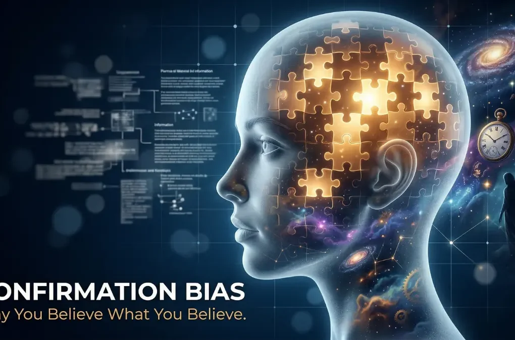 confirmation bias brain psychology illustration
